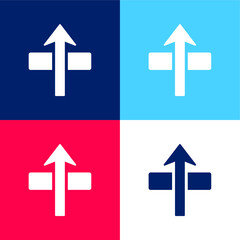 Arrow Through blue and red four color minimal icon set