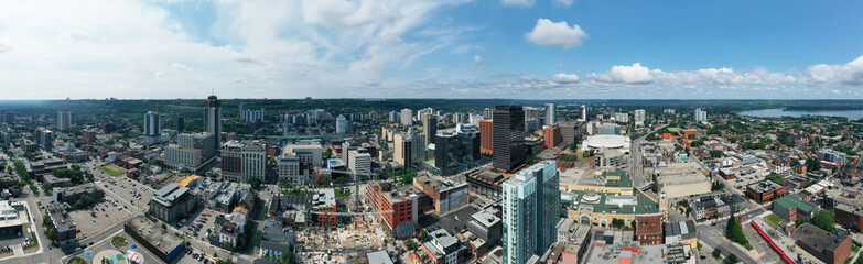 Aerial panorama of Hamilton, Ontario, Canada city center