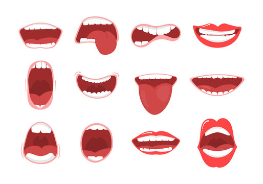 Mouth options with lips, tongue and teeth