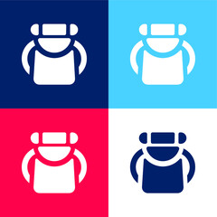 Backpack blue and red four color minimal icon set