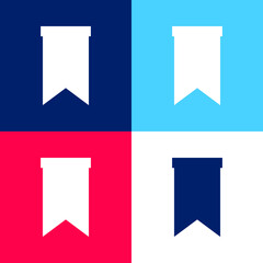 Bookmark blue and red four color minimal icon set
