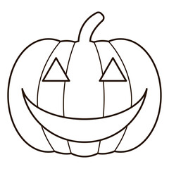 Halloween pampkin logo. Linear punpkin icon on white background. Black vector pumpkin illustration. Simple illlustration of halloween pumpkin.