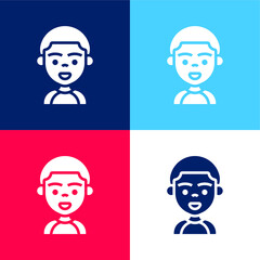 Boy blue and red four color minimal icon set