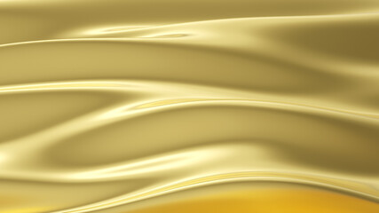 Abstract golden liquid background. Golden wave background. Gold texture. Lava, nougat, caramel, amber, honey, oil. 3d rendering