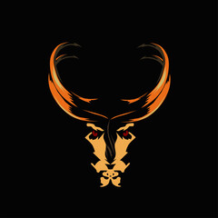 golden skull bull logo illustration vector eps 10. 