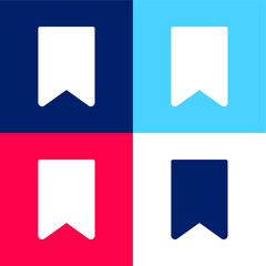 Bookmark blue and red four color minimal icon set