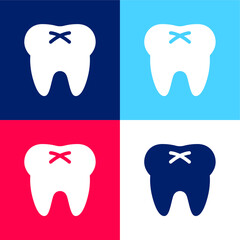 Big Tooth blue and red four color minimal icon set