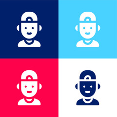 Boy blue and red four color minimal icon set
