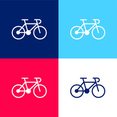 Bike Of A Gymnast blue and red four color minimal icon set