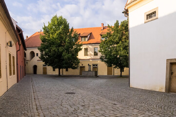 Historic buildings in Old town of Pardubice, Czechia