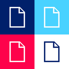 Blank File blue and red four color minimal icon set