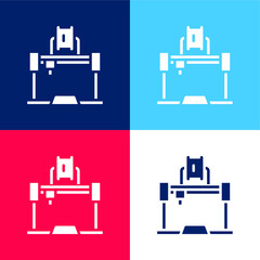 3d Printer blue and red four color minimal icon set