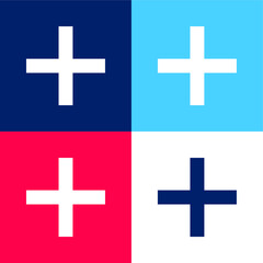 Fototapeta premium Add blue and red four color minimal icon set