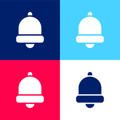 Bell blue and red four color minimal icon set