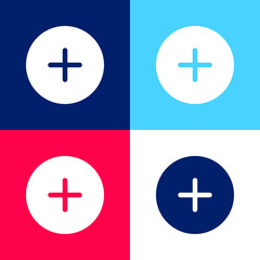 Add Black Circular Button blue and red four color minimal icon set
