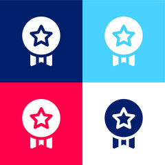 Badge blue and red four color minimal icon set
