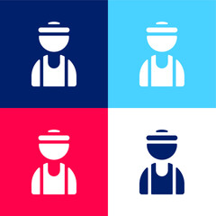 Athlete blue and red four color minimal icon set