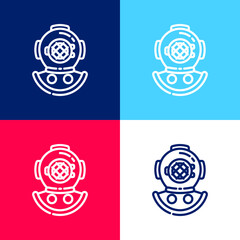 Aqualung blue and red four color minimal icon set