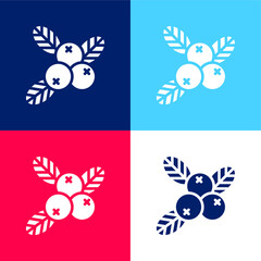 Berries blue and red four color minimal icon set