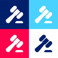 Auction blue and red four color minimal icon set