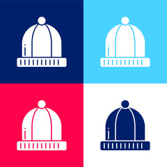 Beanie blue and red four color minimal icon set