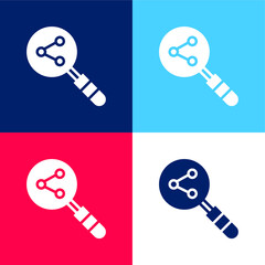 Analytics blue and red four color minimal icon set