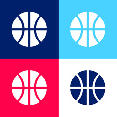Basketball blue and red four color minimal icon set