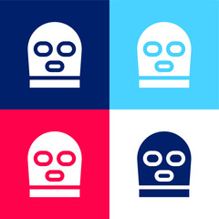 Balaclava blue and red four color minimal icon set