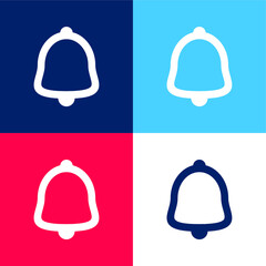 Alarm Bell Outline blue and red four color minimal icon set