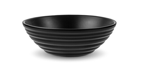 black bowl on white background.