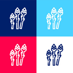 Asparagus blue and red four color minimal icon set