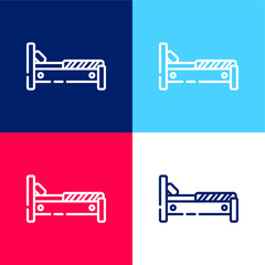 Bed blue and red four color minimal icon set