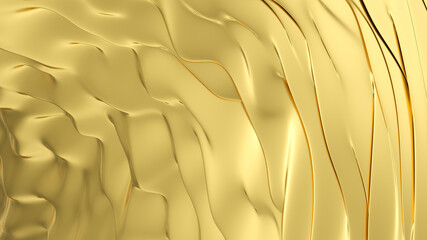Fototapeta na wymiar Abstract golden liquid background. Golden wave background. Gold texture. Lava, nougat, caramel, amber, honey, oil. 3d rendering