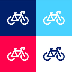 Bicycle blue and red four color minimal icon set