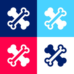 Bones blue and red four color minimal icon set