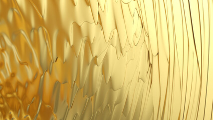 Abstract golden liquid background. Golden wave background. Gold texture. Lava, nougat, caramel, amber, honey, oil. 3d rendering