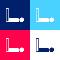 Boy Laying Down With Legs Up blue and red four color minimal icon set