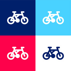 Fototapeta premium Bicycle blue and red four color minimal icon set