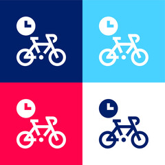 Fototapeta premium Bike blue and red four color minimal icon set