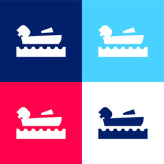 Boating blue and red four color minimal icon set