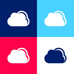 Black Cloud Weather Symbol blue and red four color minimal icon set