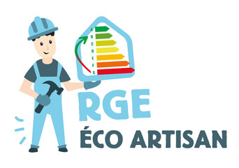 RGE, reconnu garant de l'environnement, amélioration énergétique de l'habitat - obrazy, fototapety, plakaty