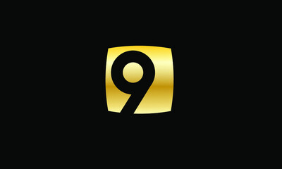 9 Number Gold Modern Logo