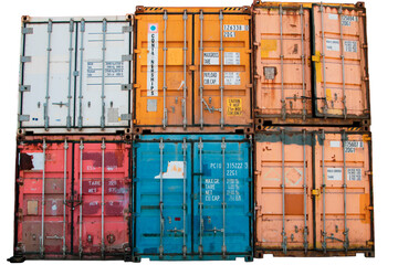 Colorful containers : Containers are loaded with imported and exported goods all over the world. : Efficient logistics and storage : Cipping Path