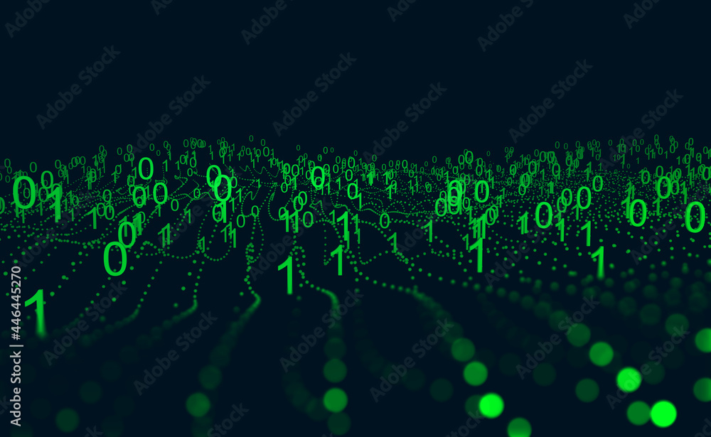 Aufkleber Information field, binary code, data encoding, data flow, digital security. Internet technology 3d illustration