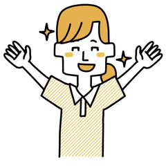 喜んでいる介護士の女性