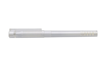 Close up white colored ball point pen isolated on white background with clipping path