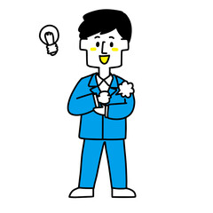 Fototapeta premium アイディアを思いついた工務店の男性