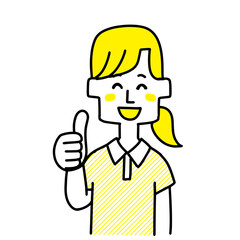 サムズアップをする介護士の女性