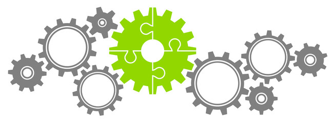 Zahnräder Groß Und Klein Puzzle Gerade Grün/Dunkelgrau